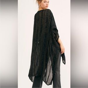 Free People Sequin Day Dream Black Kimono, One Size